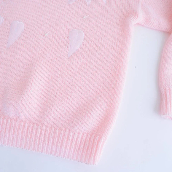 Vintage Contempo Plus Pink Knit Leaves Crewneck Sweater Size 40 - Picture 7 of 15